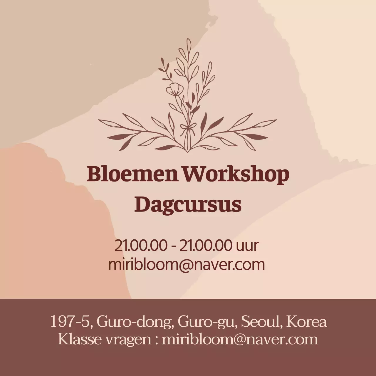 Beige illustratie vintage bloem één dag klas promotie label