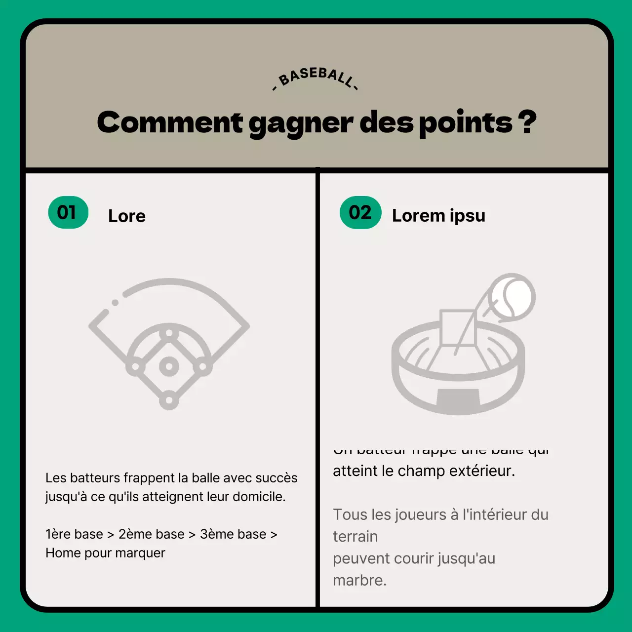 Beige Turquoise Modern Baseball Information