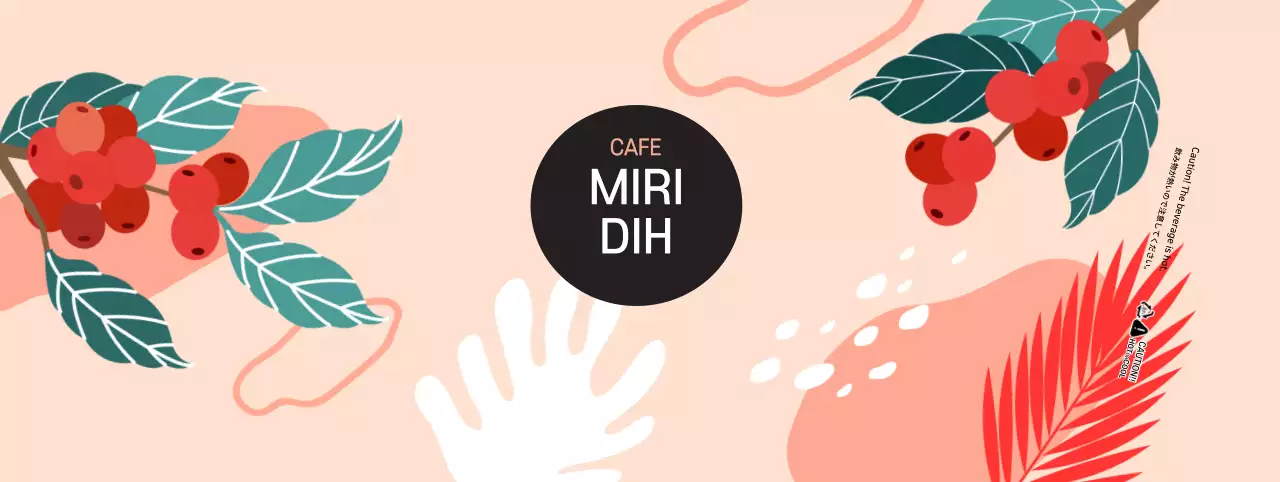 カラフルで可愛らしいコーヒーイラストのカフェ用カップホルダー