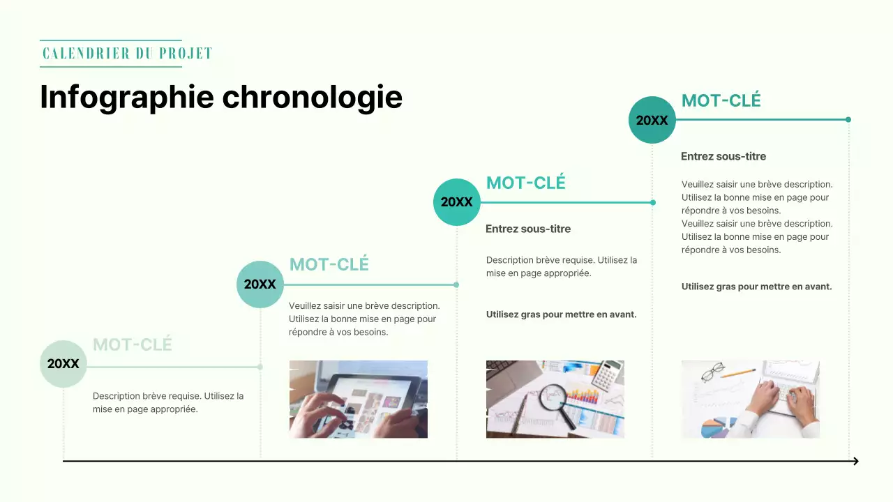 Infographie sur la chronologie du projet Greentone