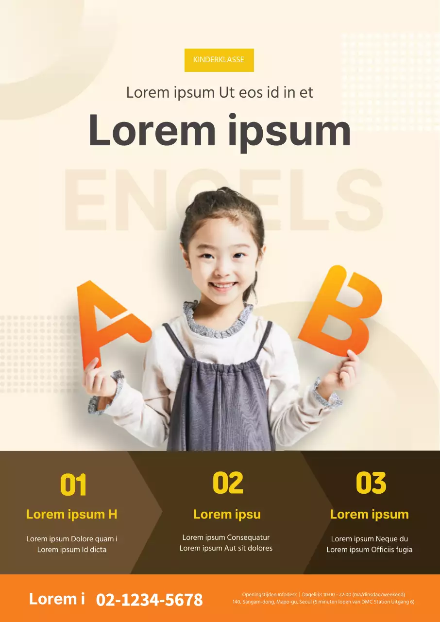 Oranje fototekst gemarkeerd Schoon Engels klaslokaal Promoot je school