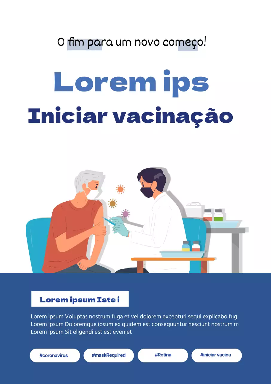 ilustração azul vacina limpa contra o coronavírus
