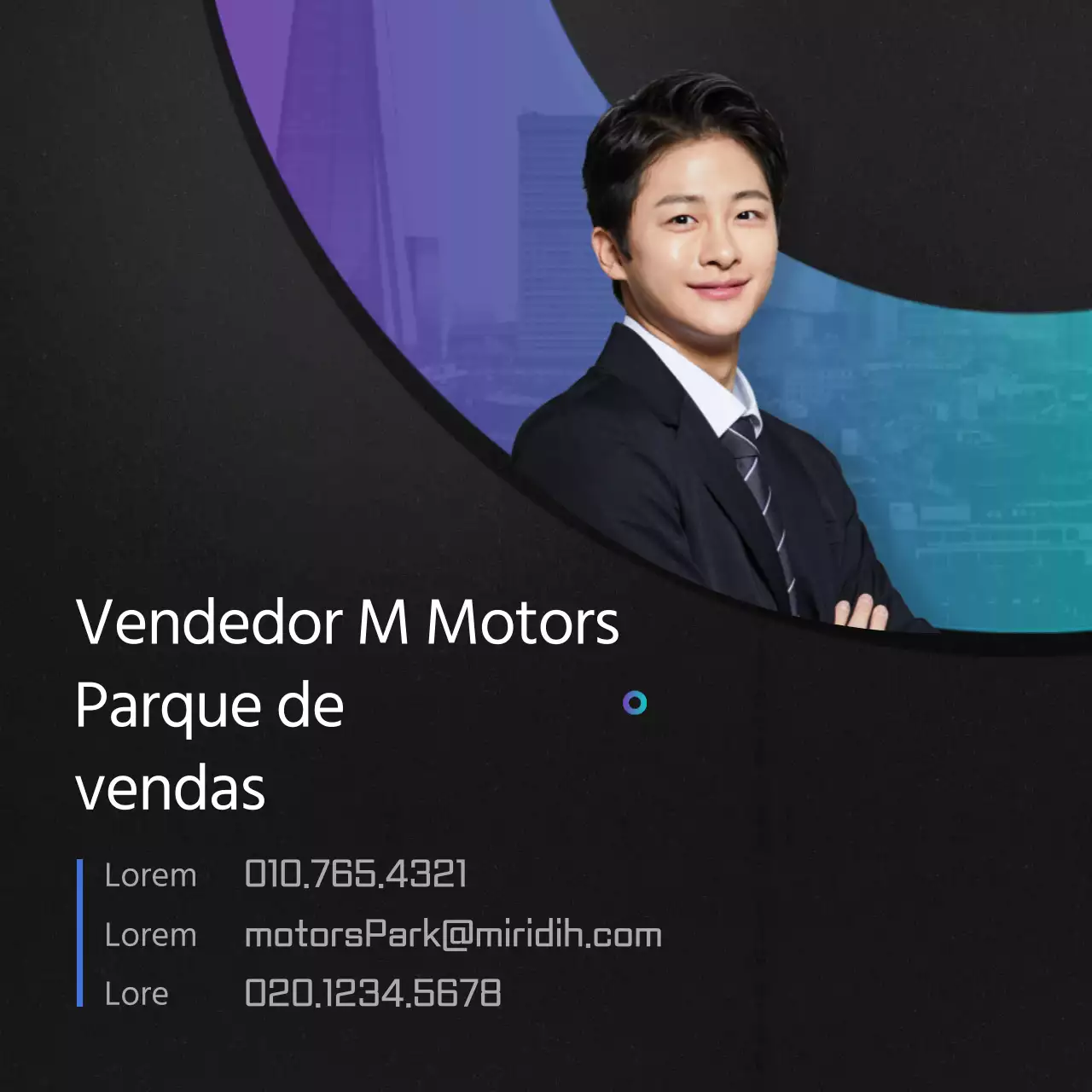 Perfis de vendedores em preto e gradientes