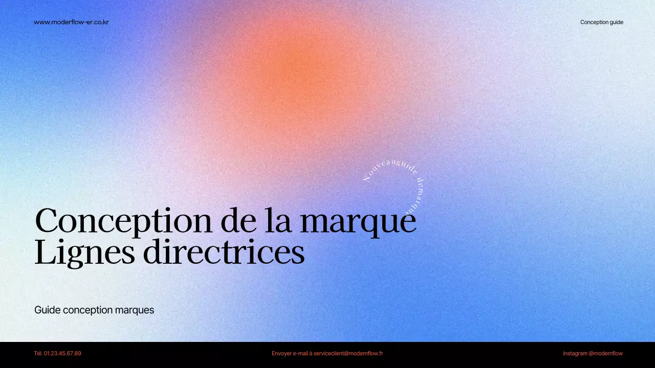 Une présentation épurée du guide de la marque en rouge et bleu