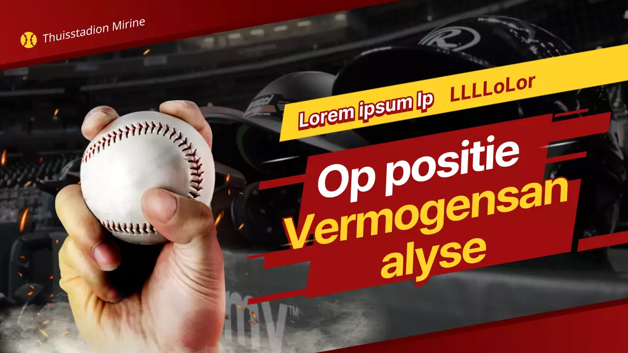 Internationaal honkbal power analytisch thema met rood geel gepassioneerd stadionconcept