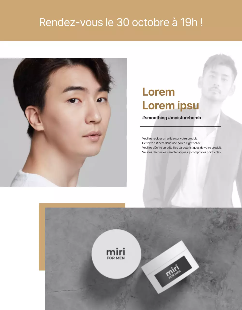 Sleek black men's cosmetics shopping live detail page