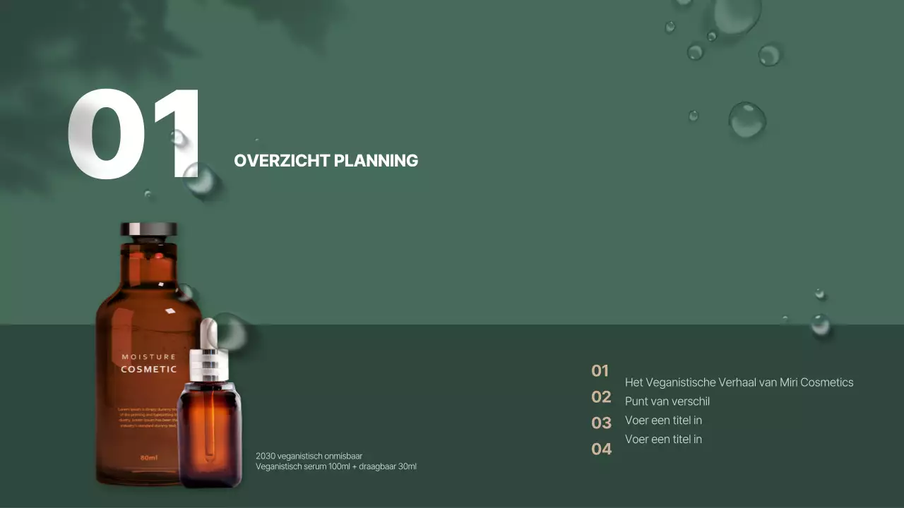 Presentatie van een groen getint, naturalistisch veganistisch cosmeticaproductpraatje