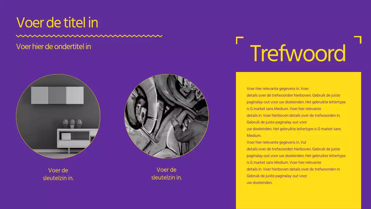 Een sterke, strakke presentatie in geel en paars