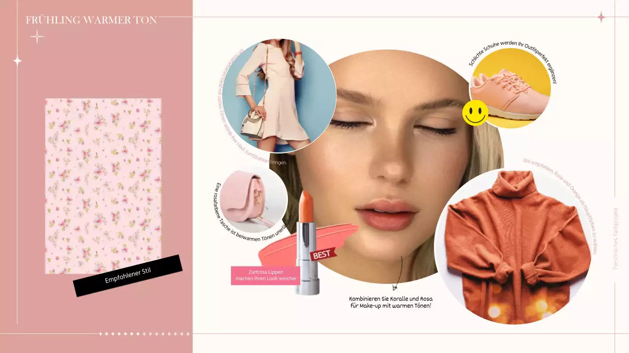 Ein farbenfrohes Konzept mit dem Gefühl einer Linie Persönliche Farbdiagnose