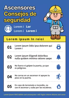 Hoja de consejos de seguridad para ascensores Blue Character