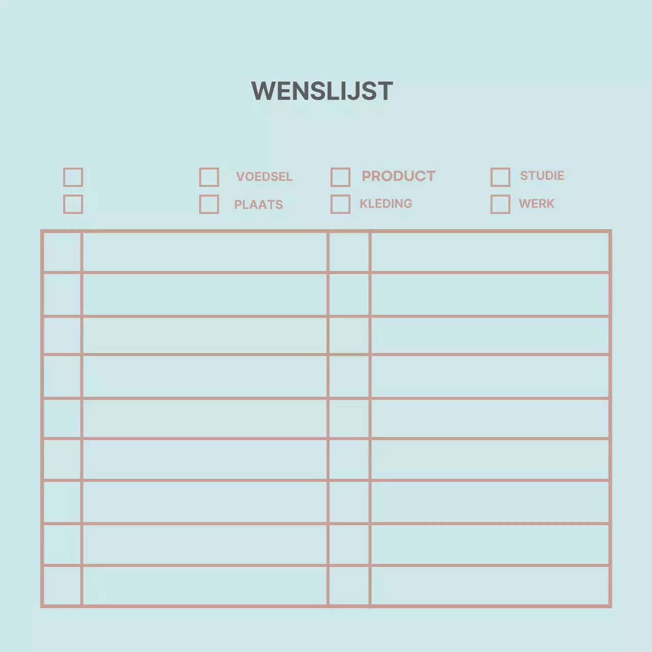 Mint Lines Eenvoudige Verlanglijst