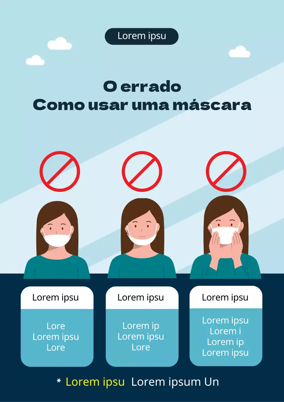 Guia simples de prevenção do coronavírus ilustrado a azul