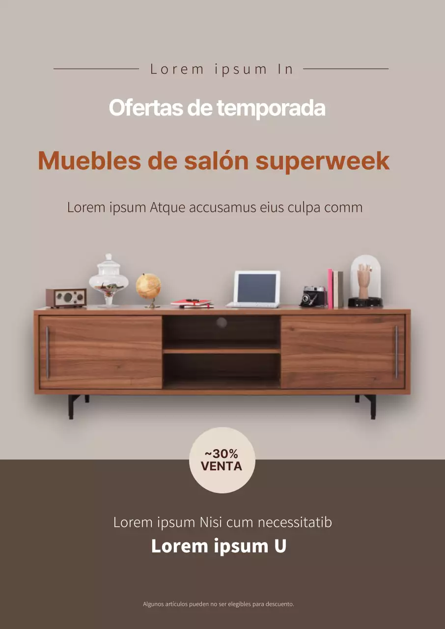 La fotografía marrón destaca en la promoción de un evento sobre el interiorismo de muebles