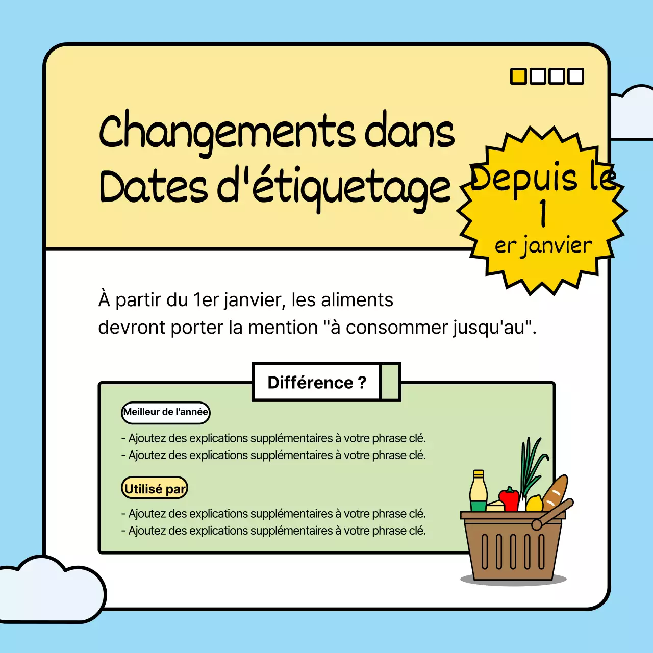 L'introduction des changements de politique de cette année se fait avec un joli lapin dans une palette de couleurs bleu clair et vert.