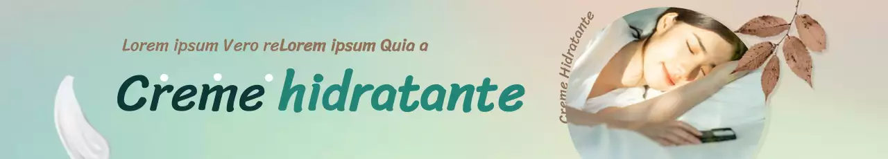 Banner promocional de cosméticos creme hidratante Autumn mood retângulo horizontal em castanho e turquesa
