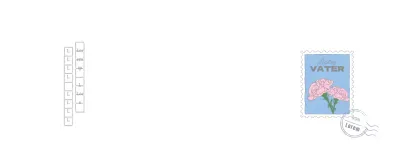 Hellblaue Nelkenillustration zum Muttertag und handgeschriebenes Papier als Beschriftung