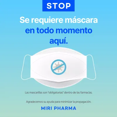 Máscara azul simple anuncio COVID-19