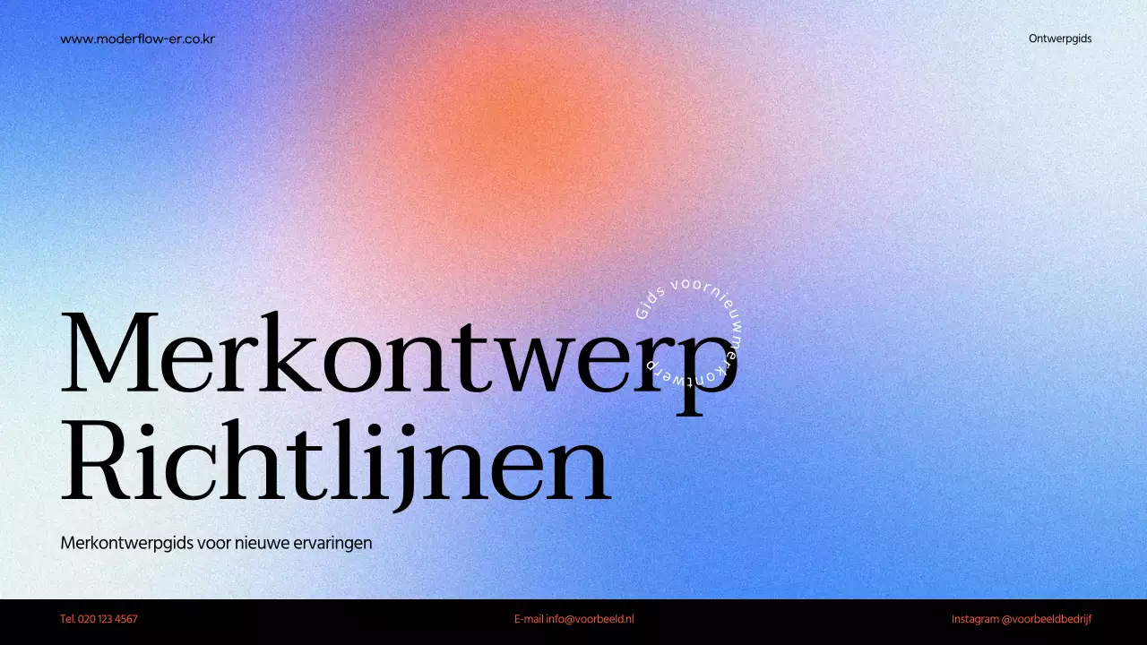 Een strakke presentatie van de merkgids in rood en blauw