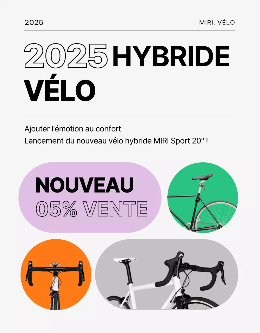 Manifestation cycliste sur fond gris et lignes épurées