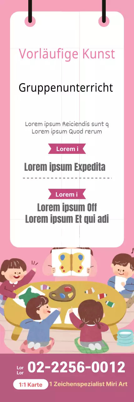 Rosa Illustration niedlich Kunstschule Förderung