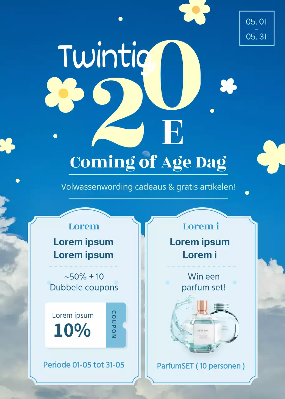 Coming of Age Day in lichtblauw en geel