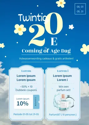 Coming of Age Day in lichtblauw en geel