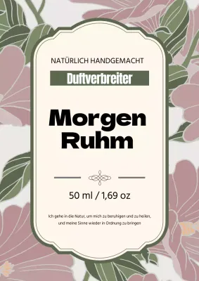 Vintage Parfüm Etikett mit grüner Illustration