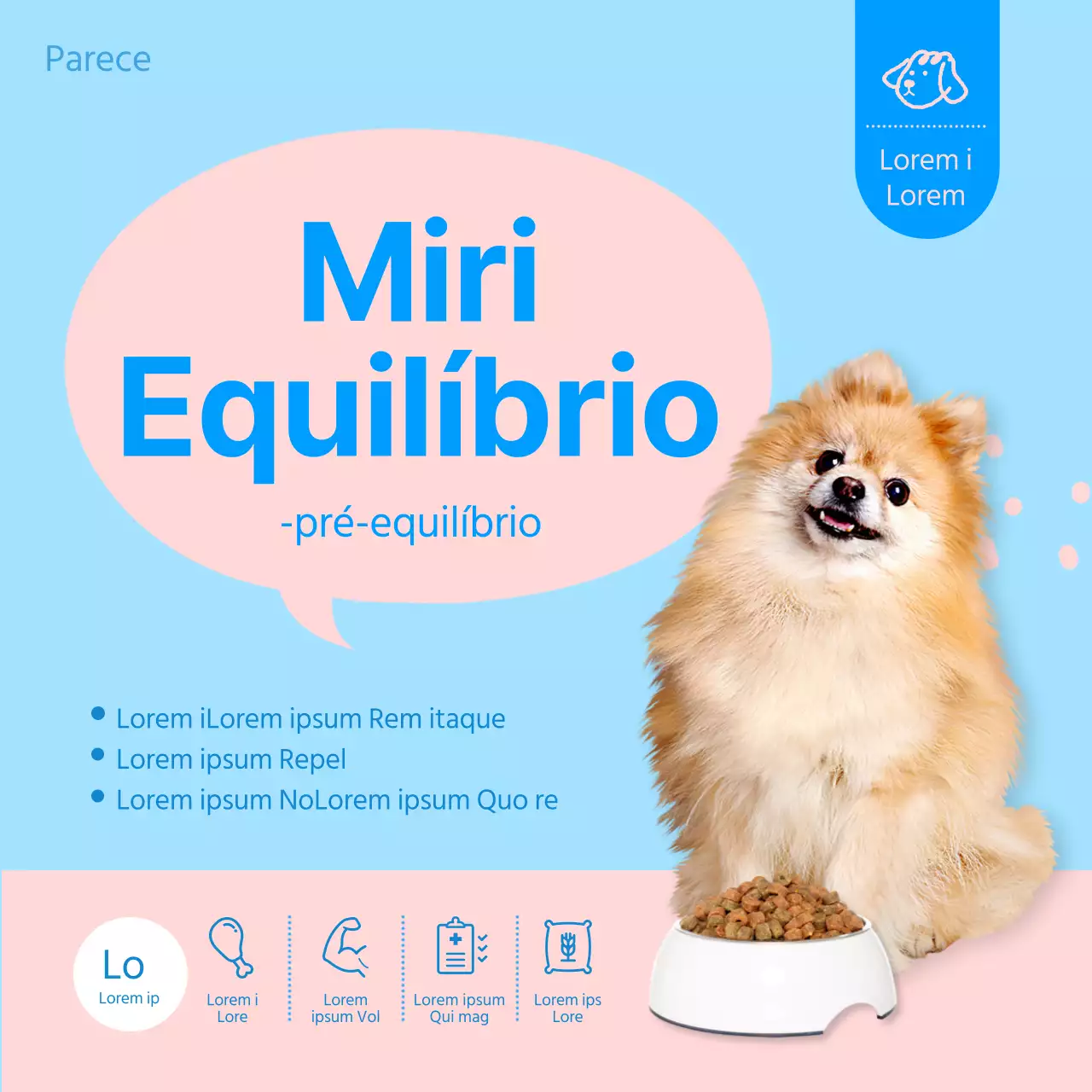 Um guia de produtos gráficos e bonitos para animais de estimação em cor-de-rosa e azul claro