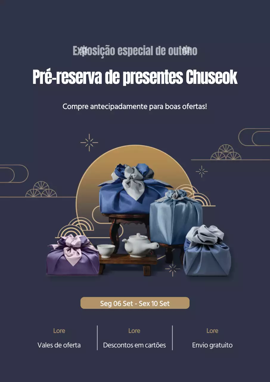 Cartaz de oferta Obon em azul marinho