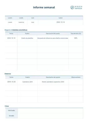 Informe empresarial semanal en formato corporativo sencillo