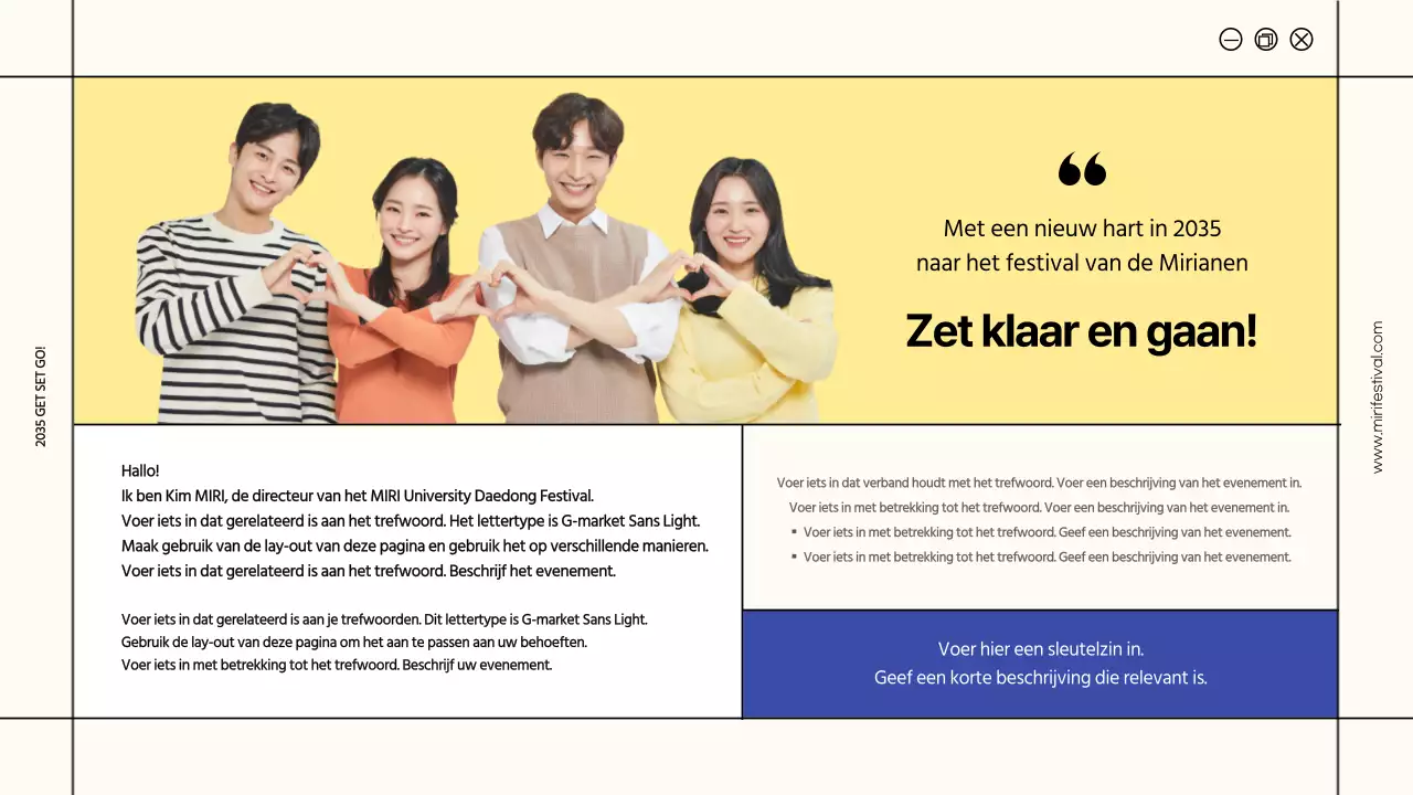 Ivoren en gele lijnen markeren voorstel universiteitsfestival