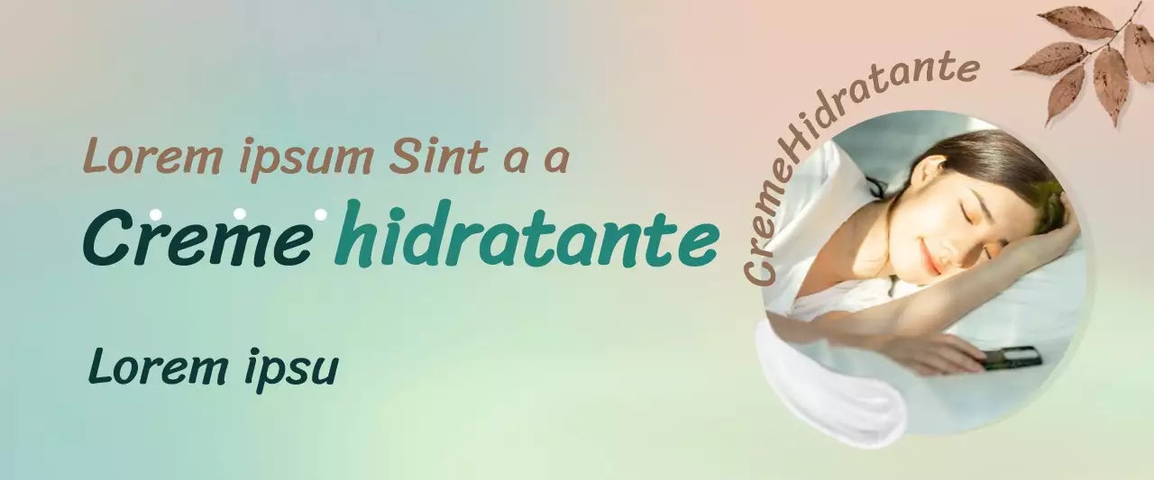 Banner promocional de cosméticos em creme hidratante Autumn mood em retângulo horizontal castanho e turquesa