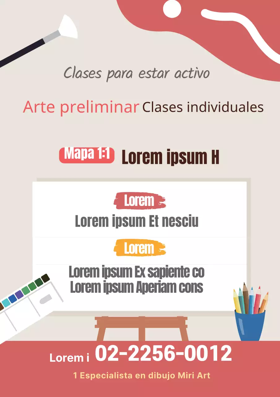 Ilustración rosa promoción de una escuela de arte