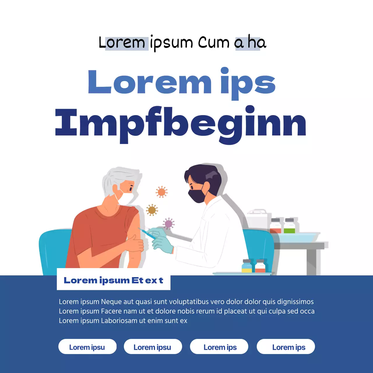 blaue Illustration sauberer Coronavirus-Impfstoff