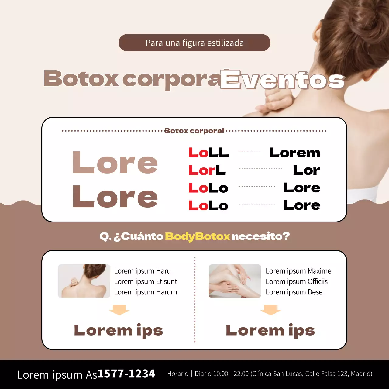 Banner retrato simple de cirugía plástica en marrón.