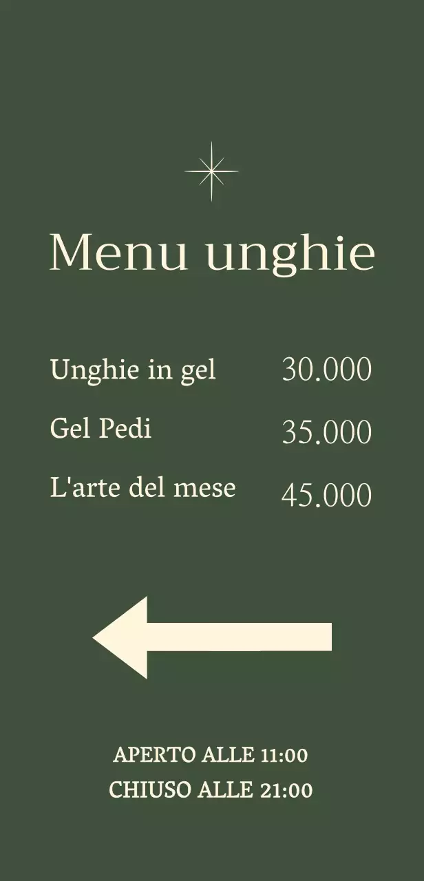 Segno delle unghie con illustrazione di stelle su sfondo verde