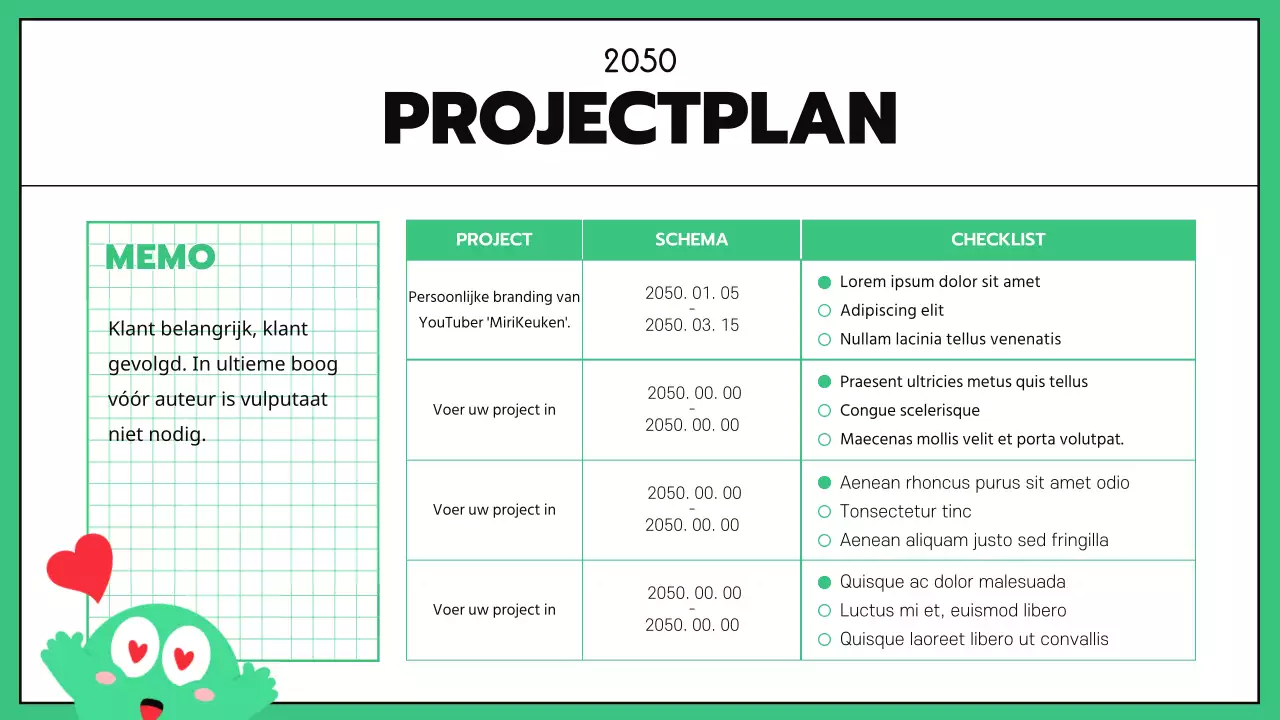 Zakelijke GoodNotes met mintkleurige zwarte lijnen