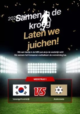 Juich de wedstrijd toe met een voetbalveld achtergrond