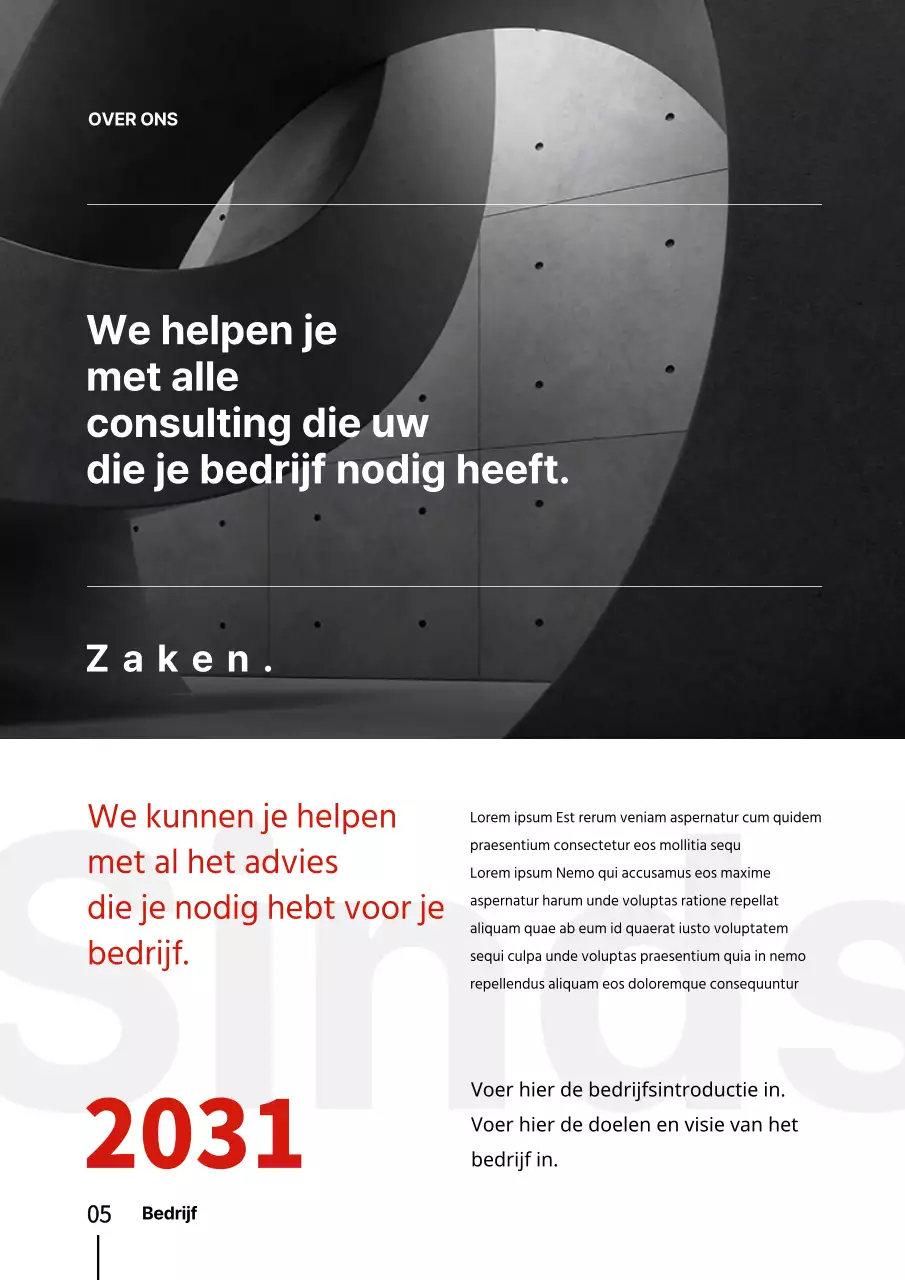 Sjabloon voor verticaal document met op rood en zwart geïnspireerd zakelijk profiel