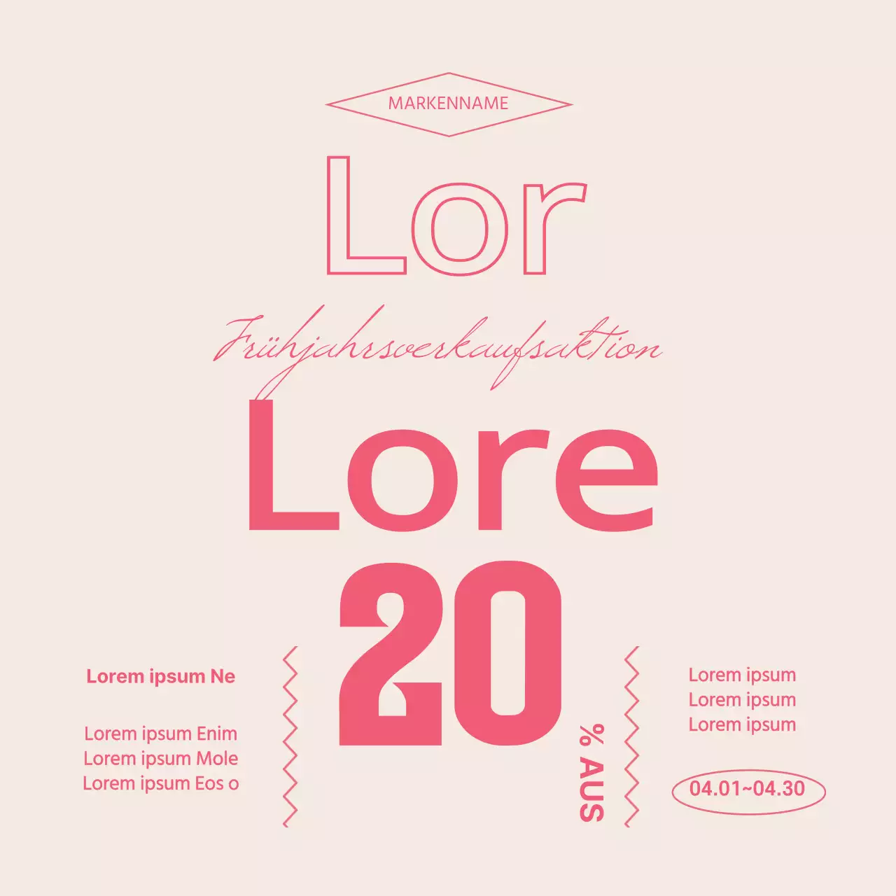 Rosafarbener Fotoschriftzug unterstreicht Frühjahrsverkauf