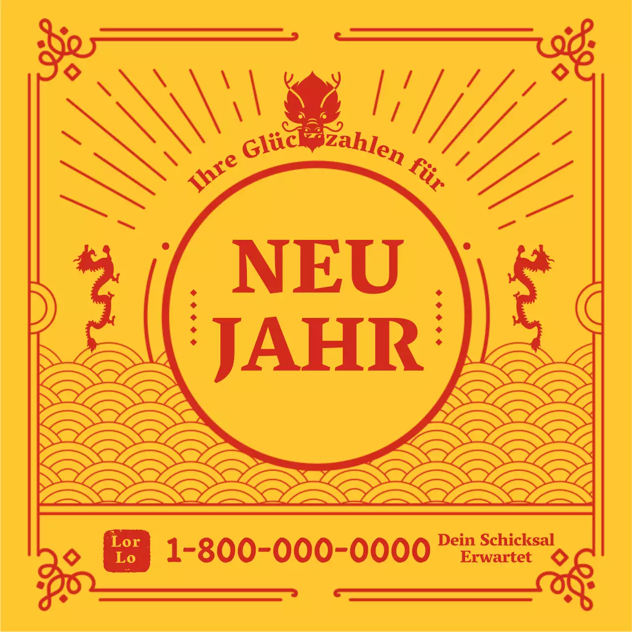 Neujahrshoroskop mit einem gelb-roten schamanischen Amulettkonzept