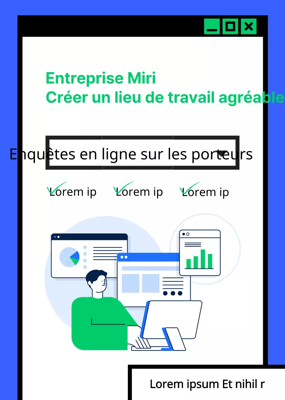 Concept de fenêtre Internet à tonalité bleue Créer un bon lieu de travail Porteur Enquête en ligne