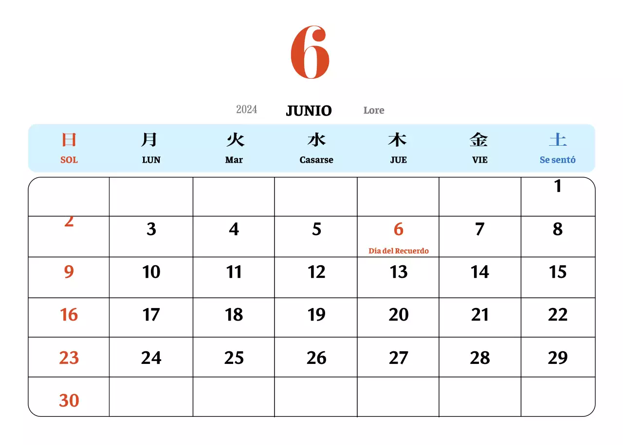 Calendario nostálgico de concepto retro en rojo y azul