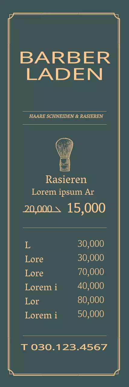 Grüne gelbe Illustration Vintage Schönheitssalon Menü