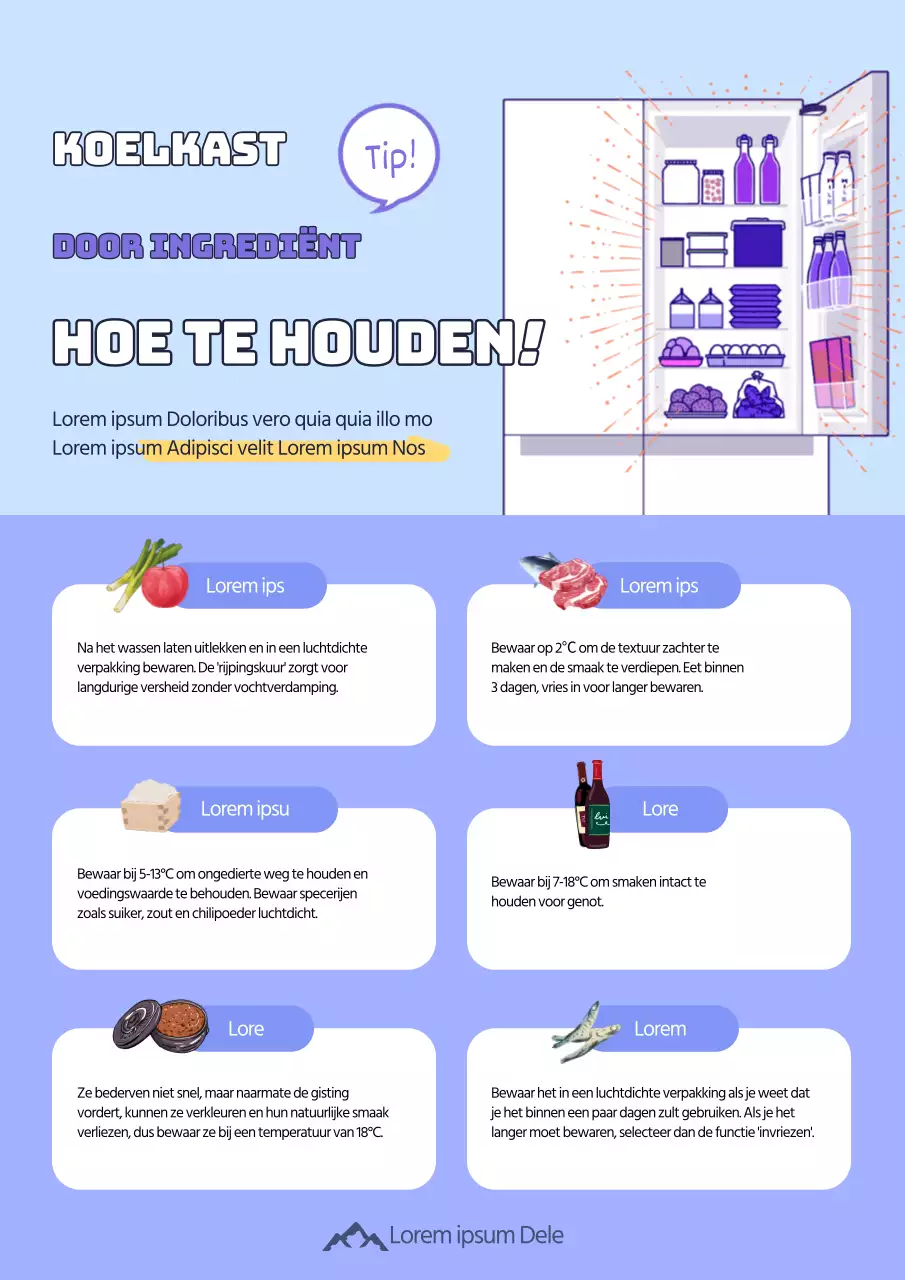 Paarse koelkast gids voor voedselopslag