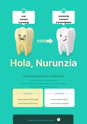 Promover el tratamiento de blanqueamiento dental contratación a distancia con los dientes de color turquesa ilustración