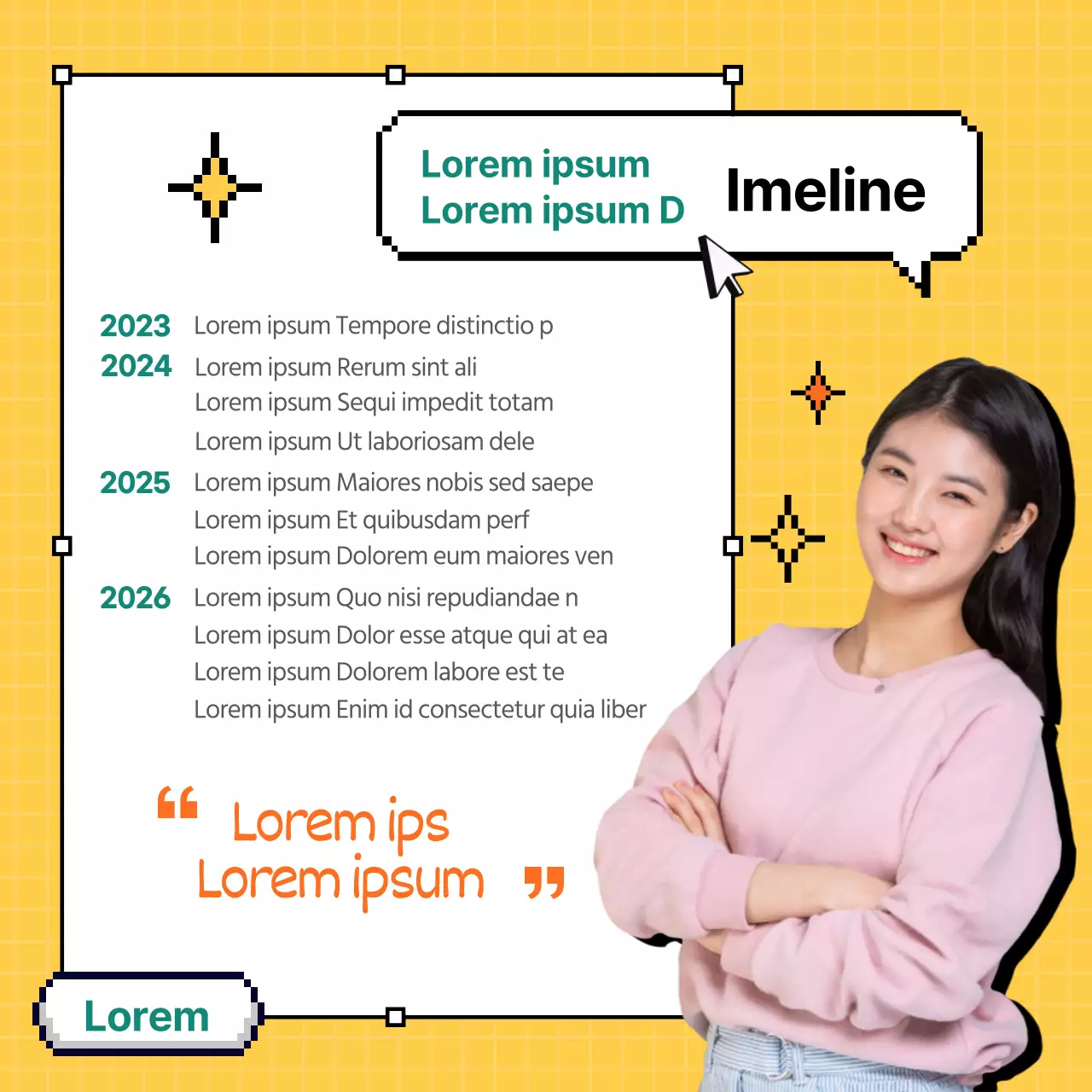 Pixel-Design mit gelbem Hintergrund CardNews