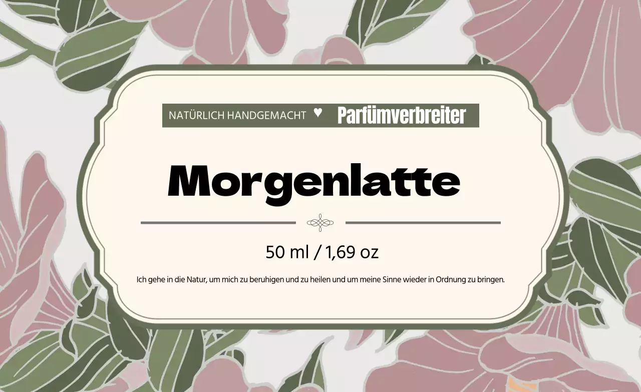 Vintage Parfüm Etikett mit grüner Illustration