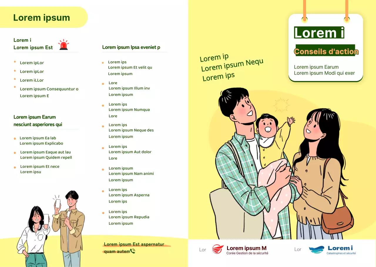 Catastrophe Typhon Conseils de préparation à la sécurité Institutions publiques Brochures de couleur jaune Dépliants