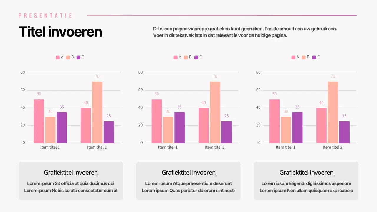 Staafdiagram met roze kleurverloop